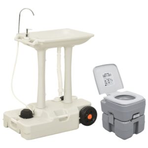 Portable Camping Toilet and Handwash Stand Set  Lightweight  Compact  Durable  Ideal for Outdoor Use