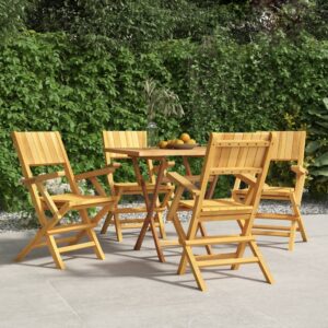 Set of Four Solid Teak Wood Folding Garden Chairs - Weather Resistant  Comfortable  Space Saving