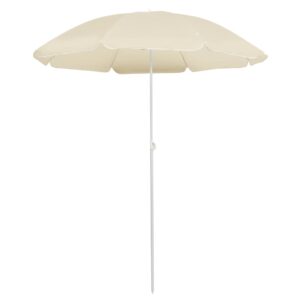 UV Protective Outdoor Parasol with Steel Pole  Tilt Function  Weather Resistant  Sand Colour