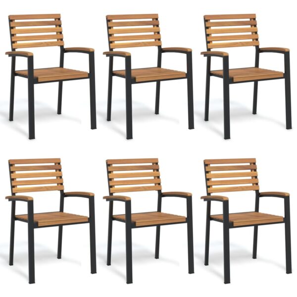 Stackable Garden Chairs 6 pcs Solid Wood Acacia and Metal