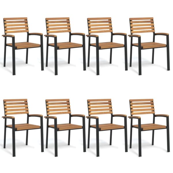 Stackable Garden Chairs 8 pcs Solid Wood Acacia and Metal