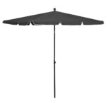 High-Quality Garden Parasol with Steel Pole  UV Protective Polyester  Tilting Function  Crank System  Anthracite