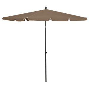 Taupe Garden Parasol with Steel Pole  UV Protective Polyester  Tilting Function  Crank System