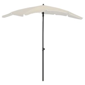 UV Protective Garden Parasol with Steel Pole  Tilting Function  Crank System  Sand Colour