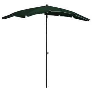 UV Protective Green Garden Parasol with Steel Pole  Tilting Function  Crank System  Anti-Fade Polyester