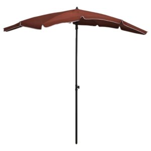 Garden Parasol with Pole 200x130 cm Terracotta