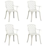 Garden Chairs 4 pcs Cast Aluminium White