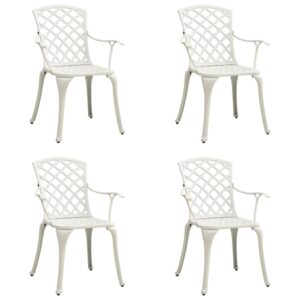 Garden Chairs 4 pcs Cast Aluminium White