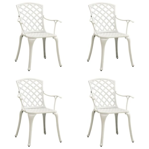 Garden Chairs 4 pcs Cast Aluminium White