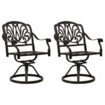 Swivel Garden Chairs 2 pcs Cast Aluminium Bronze