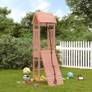 Solid Douglas Wood Playhouse with Climbing Wall  Outdoor Garden Play Frame for Kids