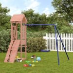 Solid Douglas Wood Outdoor Playset with Swing  Climbing Wall  Sandpit for Kids Fun