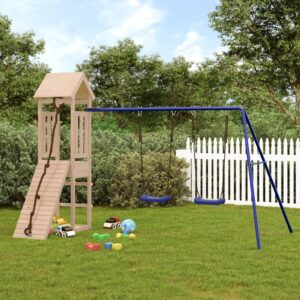 Children's Outdoor Playset  Solid Pine Wood  Multi-Activity Centre  Swing Set  Climbing Wall  Sandpit  Sturdy and Stable  Fun and Safe