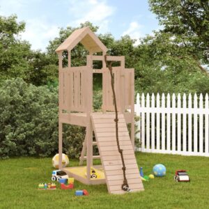 Playhouse with Climbing Wall Solid Wood Pine