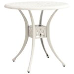 Outdoor Garden Table in White Cast Aluminium  78x78x72 cm  Sturdy  Stable  with Umbrella Hole