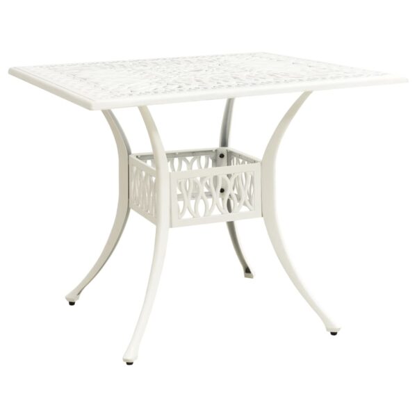 White Cast Aluminium Garden Table  Outdoor Patio Furniture  Stable and Sturdy  with Umbrella Hole