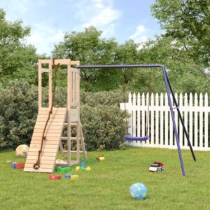 Children's Outdoor Playset  Solid Pine Wood  Multi-Activity Centre  Swing Set  Climbing Wall  Sandpit