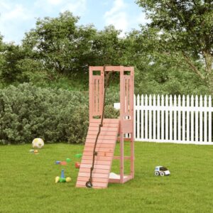 Solid Douglas Wood Playhouse with Climbing Wall  Outdoor Garden Play Frame for Kids