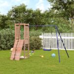 Solid Douglas Wood Outdoor Playset with Swing  Climbing Wall  Sandpit - Fun and Safe Play for Kids