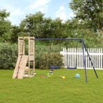 Children's Outdoor Playset  Solid Pine Wood  Multi-Activity Centre with Swing Set  Climbing Wall