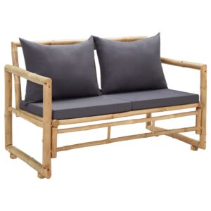 Bamboo Garden Bench with Cushions  Outdoor Seating  Comfortable  Sturdy  Easy Clean  Rustic Design