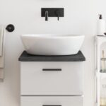 Solid Oak Wood Bathroom Countertop Dark Grey Handmade Live Edge Durable Versatile