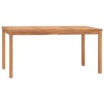 Solid Teak Wood Garden Dining Table - Weather Resistant  Fine Sanded  Warm Finish  Durable