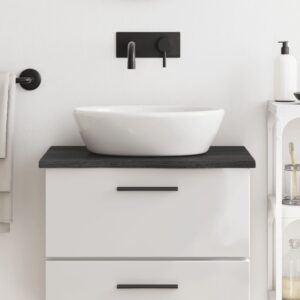 Solid Oak Wood Bathroom Countertop Dark Grey Treated Durable Versatile Handmade Live Edge