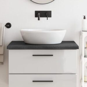 Solid Oak Wood Bathroom Countertop in Dark Grey - Handmade  Treated  Versatile Use  Live Edge