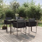 5 Piece Garden Dining Set Black