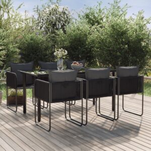 7 Piece Garden Dining Set Black