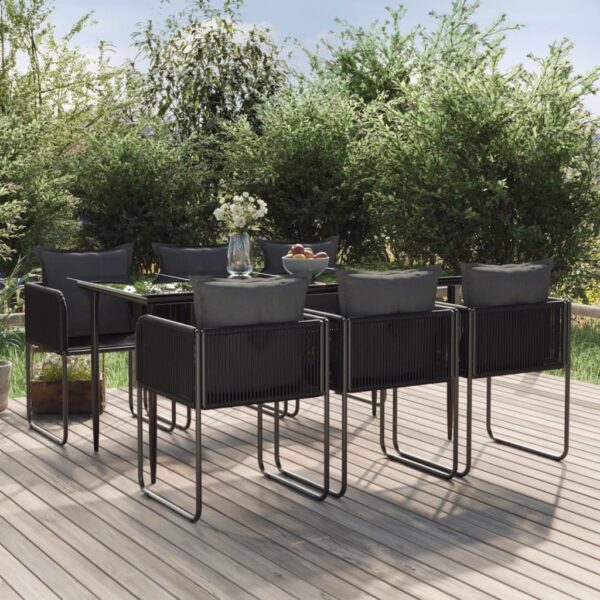 7 Piece Garden Dining Set Black