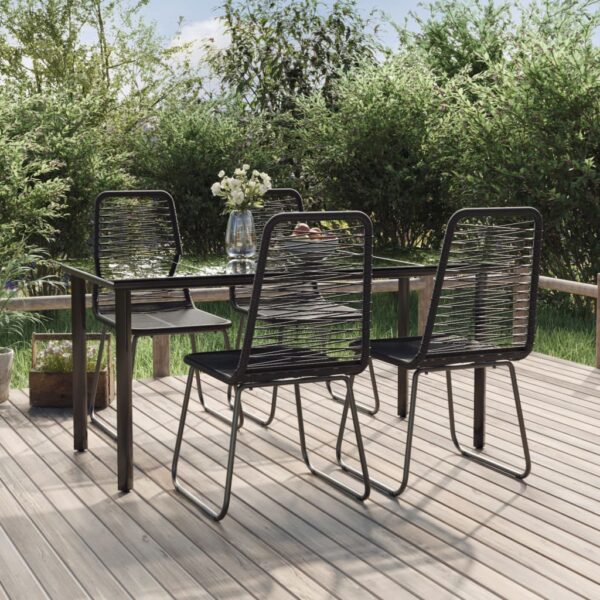 5 Piece Garden Dining Set Black