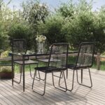 5 Piece Garden Dining Set Black