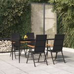 5 Piece Garden Dining Set Black and Brown Poly Rattan