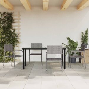 5 Piece Garden Dining Set Grey Poly Rattan