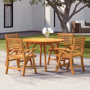 5 Piece Garden Dining Set Solid Wood Acacia