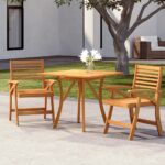 Three Piece Solid Acacia Wood Garden Dining Set - Elegant Design  Sturdy  Durable  Easy to Clean