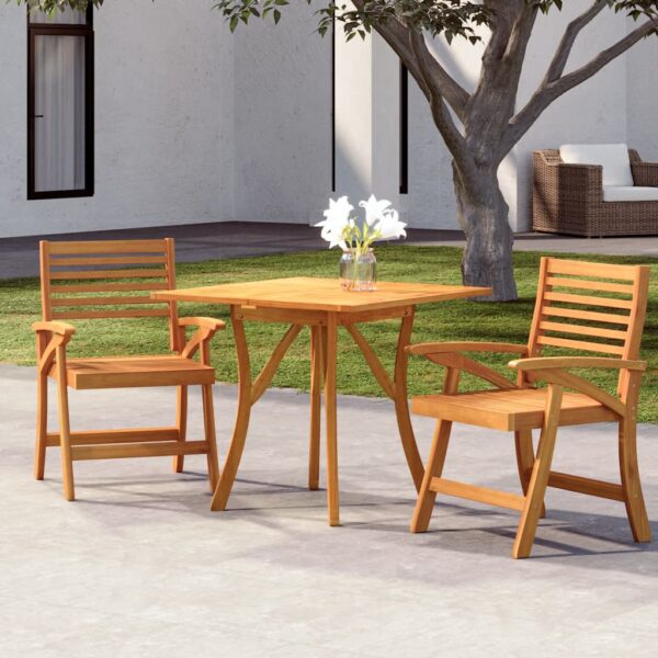 Three Piece Solid Acacia Wood Garden Dining Set - Elegant Design  Sturdy  Durable  Easy to Clean