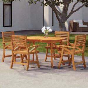 5 Piece Garden Dining Set Solid Wood Acacia