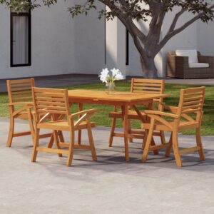 5 Piece Garden Dining Set Solid Wood Acacia