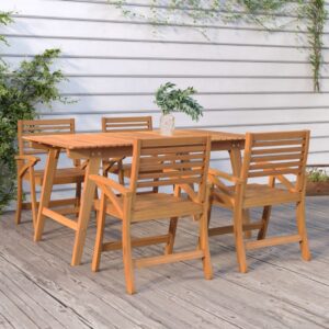 5 Piece Garden Dining Set Solid Wood Acacia