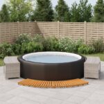 Hot Tub Surround Grey Poly Rattan and Solid Wood Acacia