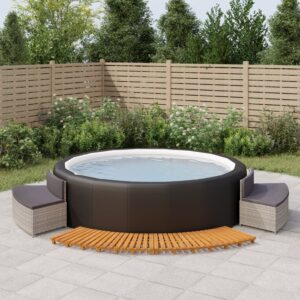 Hot Tub Surround Grey Poly Rattan and Solid Wood Acacia