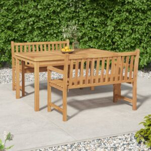 3 Piece Garden Dining Set Solid Wood Teak