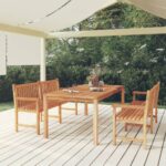 3 Piece Garden Dining Set Solid Wood Teak