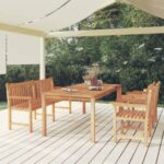 4 Piece Garden Dining Set Solid Wood Teak