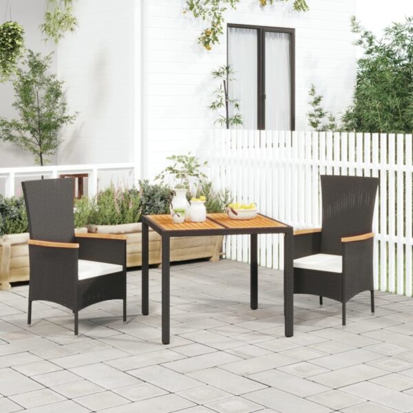 Stylish Black Garden Dining Set with Cushions  Weather-Resistant Poly Rattan  Comfortable and Durable