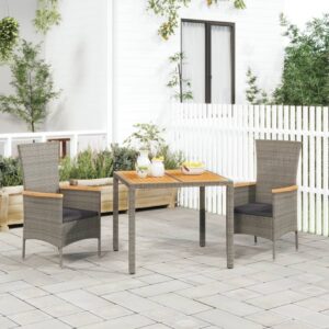 Stylish Grey Garden Dining Set with Cushions - Weather-Resistant Poly Rattan  Comfortable and Durable