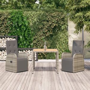 Stylish Grey Garden Dining Set with Cushions  Weather-Resistant Poly Rattan  Adjustable Comfort